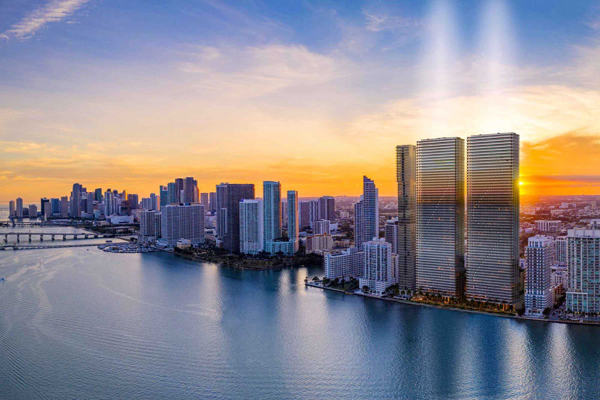 Miami condominium buildings along the waterfront